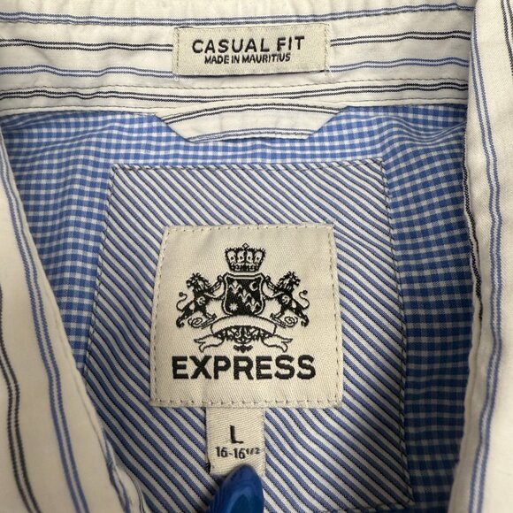 Men's EXPRESS Casual Fit Long Sleeve Dress Shirt Roll Sleeves | Size L (16-16.5) - Picture 6 of 9